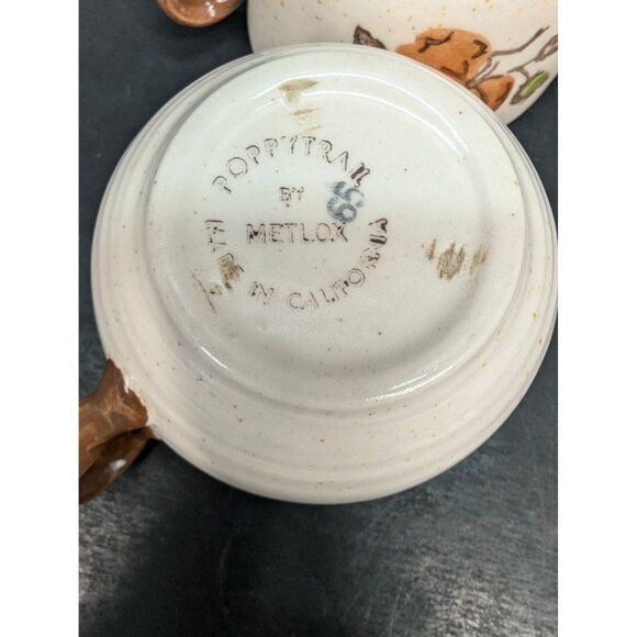 Vintage Poppytrail Metlox Woodlands Tea/Coffee Cup 8 Oz Twisted Handle Set of 3 - Picture 8 of 8